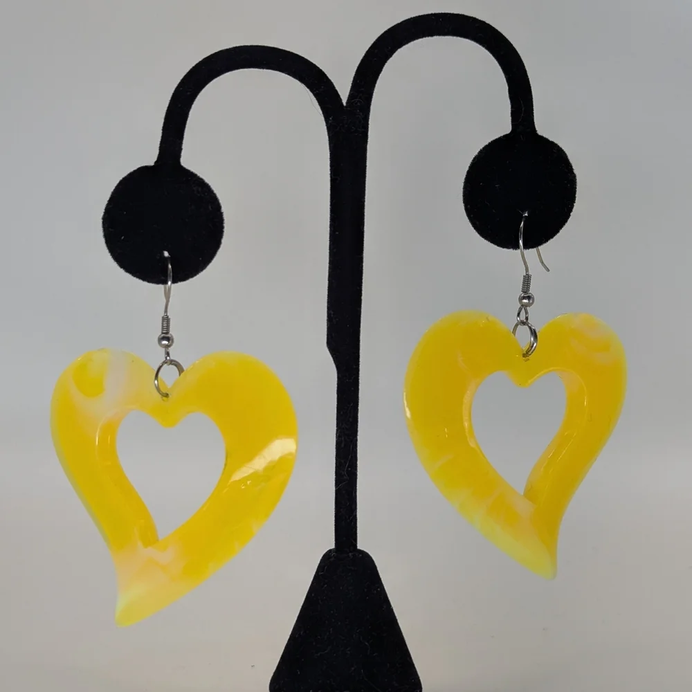Vintage Large Dangle Heart Earrings